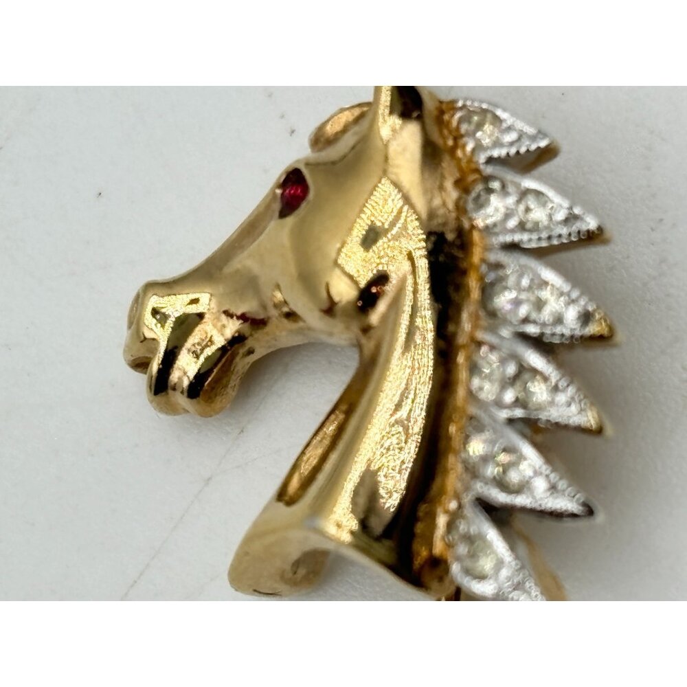 1960s Panetta Pave Rhinestone Crystal Horse Head Stick Pin-Signed-RARE-NOS - Picture 9 of 10